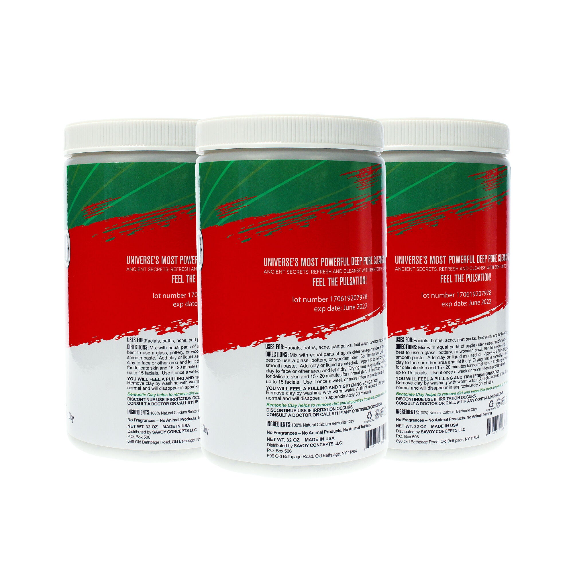 Powerful Deep Pore Cleansing Clay by Mayan Magic Mud for Unisex - 32 oz Cleanser - Pack of 3, See Description, alternate image number 2