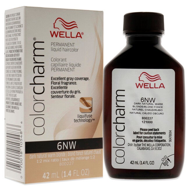 Color Charm Permanent Liquid Hair Color - 6NW Dark Natural Warm Blonde by Wella for Unisex - 1.42 oz Hair Color, NA, alternate image number null