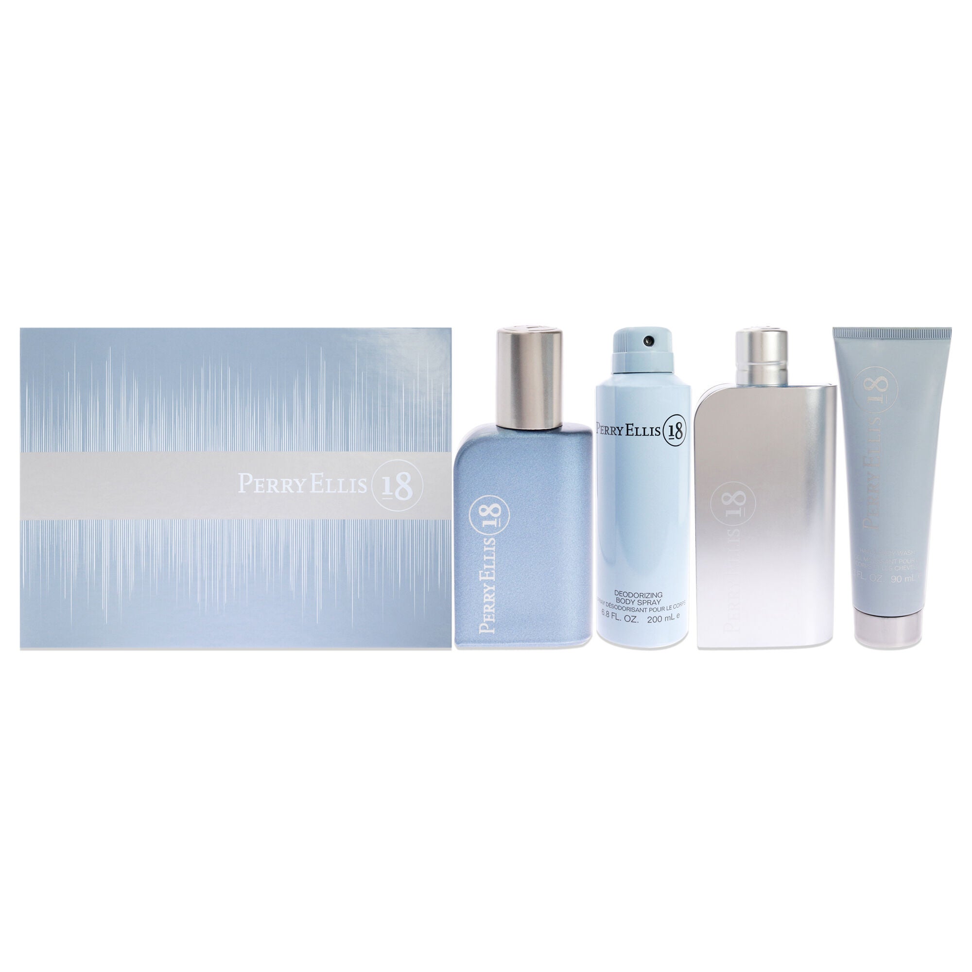Perry Ellis 18 by Perry Ellis for Men - 4 Pc Gift Set 3.4oz EDT Spray, 0.25oz EDT Spray, 6oz Body Spray, 3oz Hair and Body Wash, , alternate image number 4