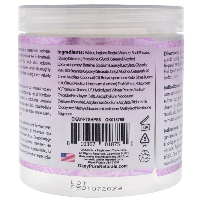 Foot Scrub Himalayan Pink Salt by Okay for Unisex - 6 oz Scrub, NA, alternate image number null