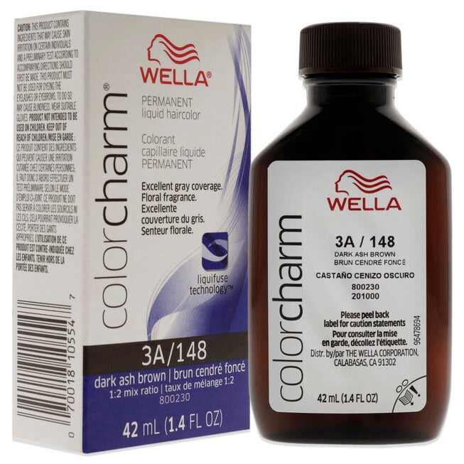 Color Charm Permanent Liquid Hair Color - 148 3A Dark Ash Brown by Wella for Unisex - 1.42 oz Hair Color, NA, alternate image number null