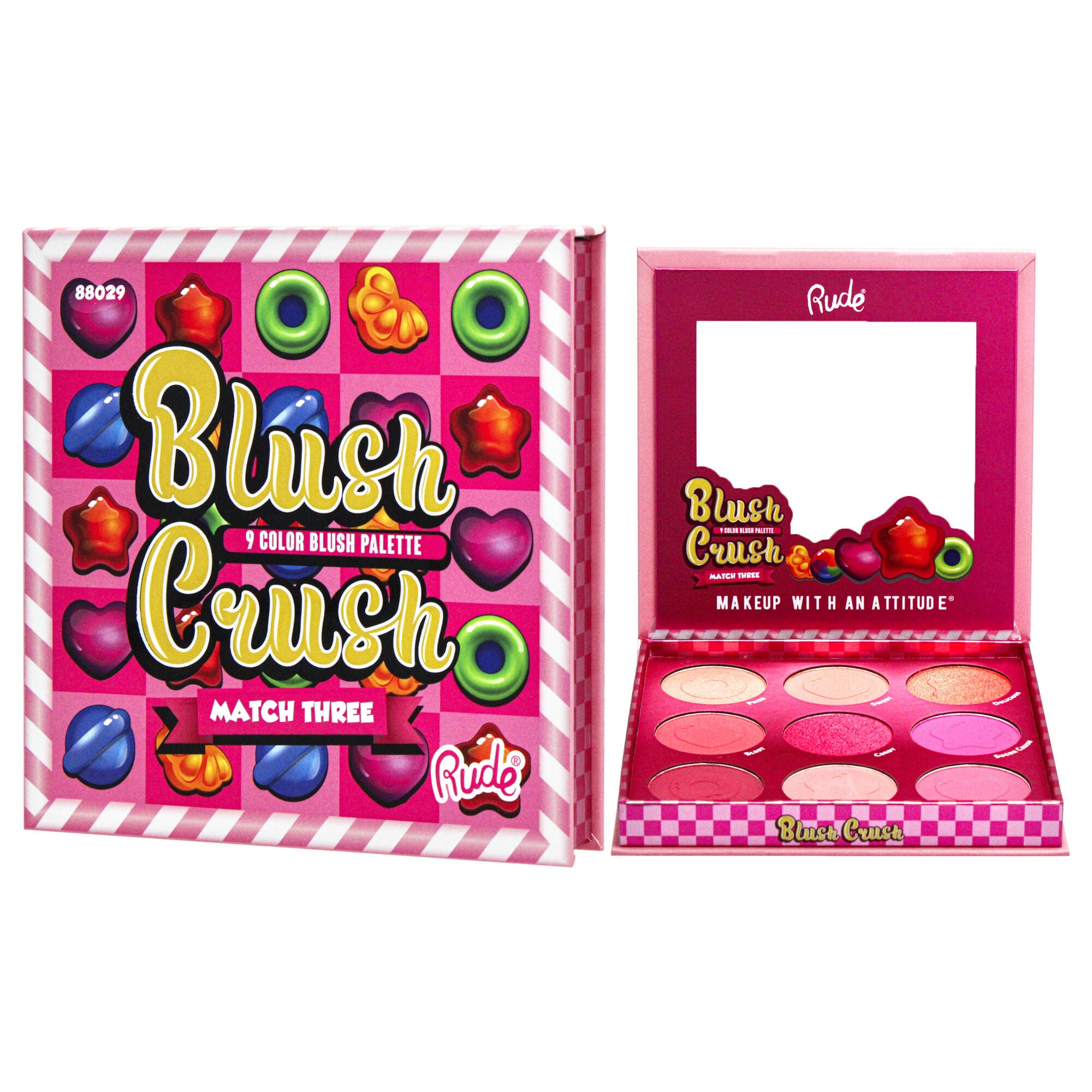 Blush Crush 9 Color Blush Palette - Match Three by Rude Cosmetics for Women - 0.67 oz Blush, See Description, alternate image number 2