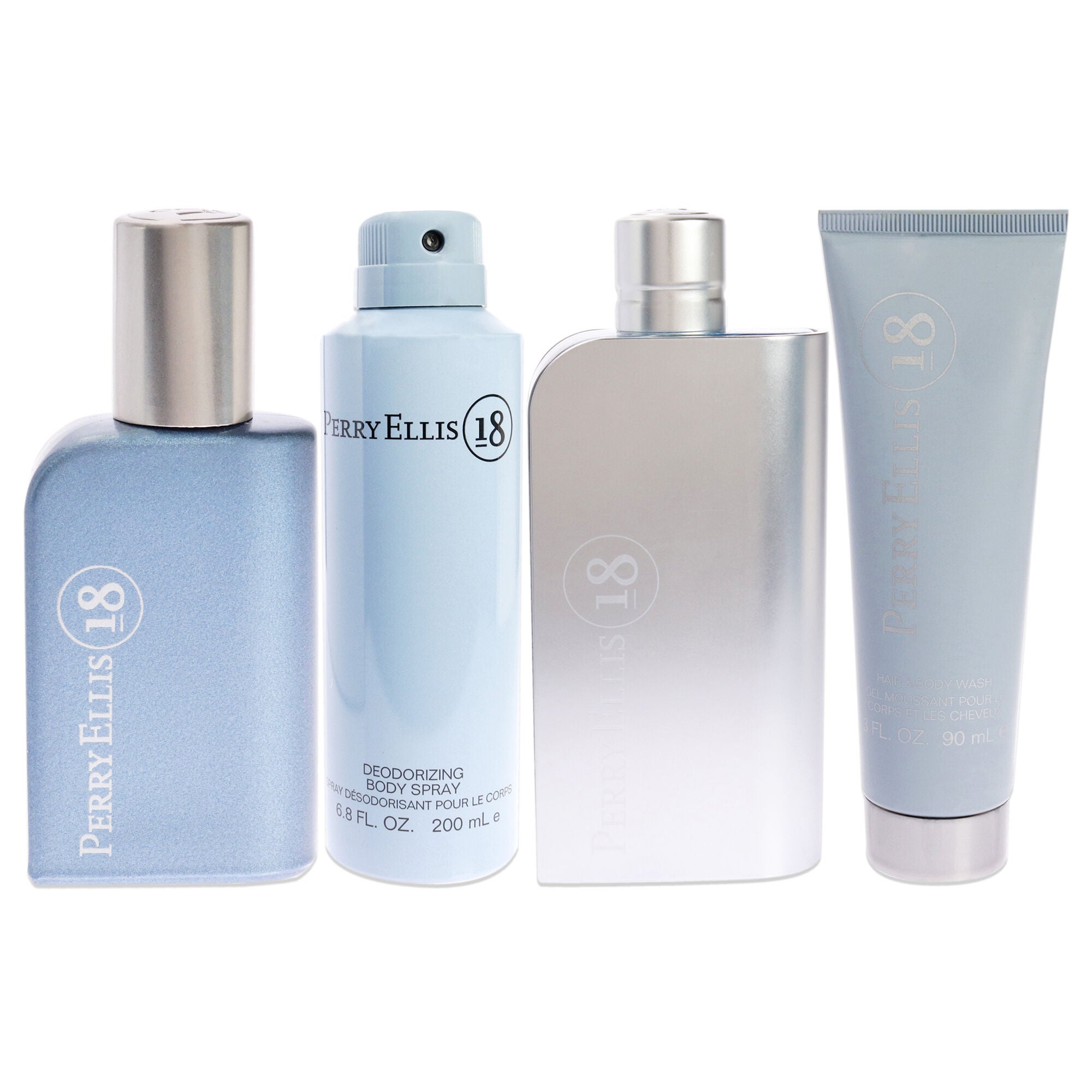 Perry Ellis 18 by Perry Ellis for Men - 4 Pc Gift Set 3.4oz EDT Spray, 0.25oz EDT Spray, 6oz Body Spray, 3oz Hair and Body Wash, See Description, alternate image number 3