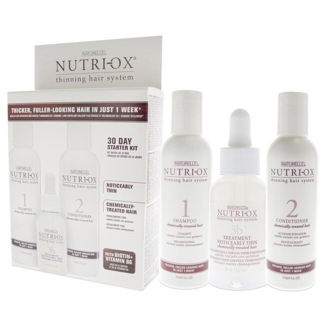 Extremely Thin Chemically Treated Hair Starter Kit by Nutri-Ox for Unisex - 3 Pc Gift Set 6oz Shampoo, 6oz Conditioner, 1.5oz Treatment, See Description, alternate image number 3