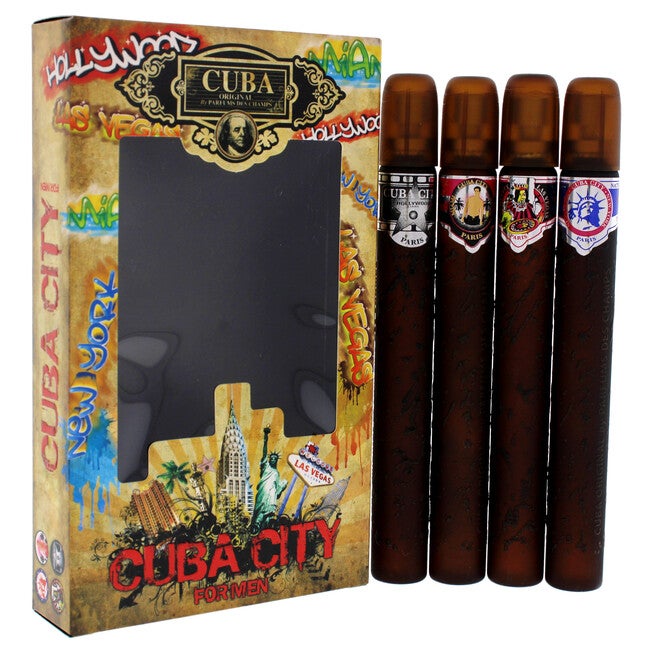 Cuba City by Cuba for Men - 4 Pc Gift Set 1.17oz Hollywood EDT Spray, 1.17oz Miami EDT Spray, 1.17oz Las Vegas EDT Spray, 1.17oz New York EDT Spray, NA, alternate image number null