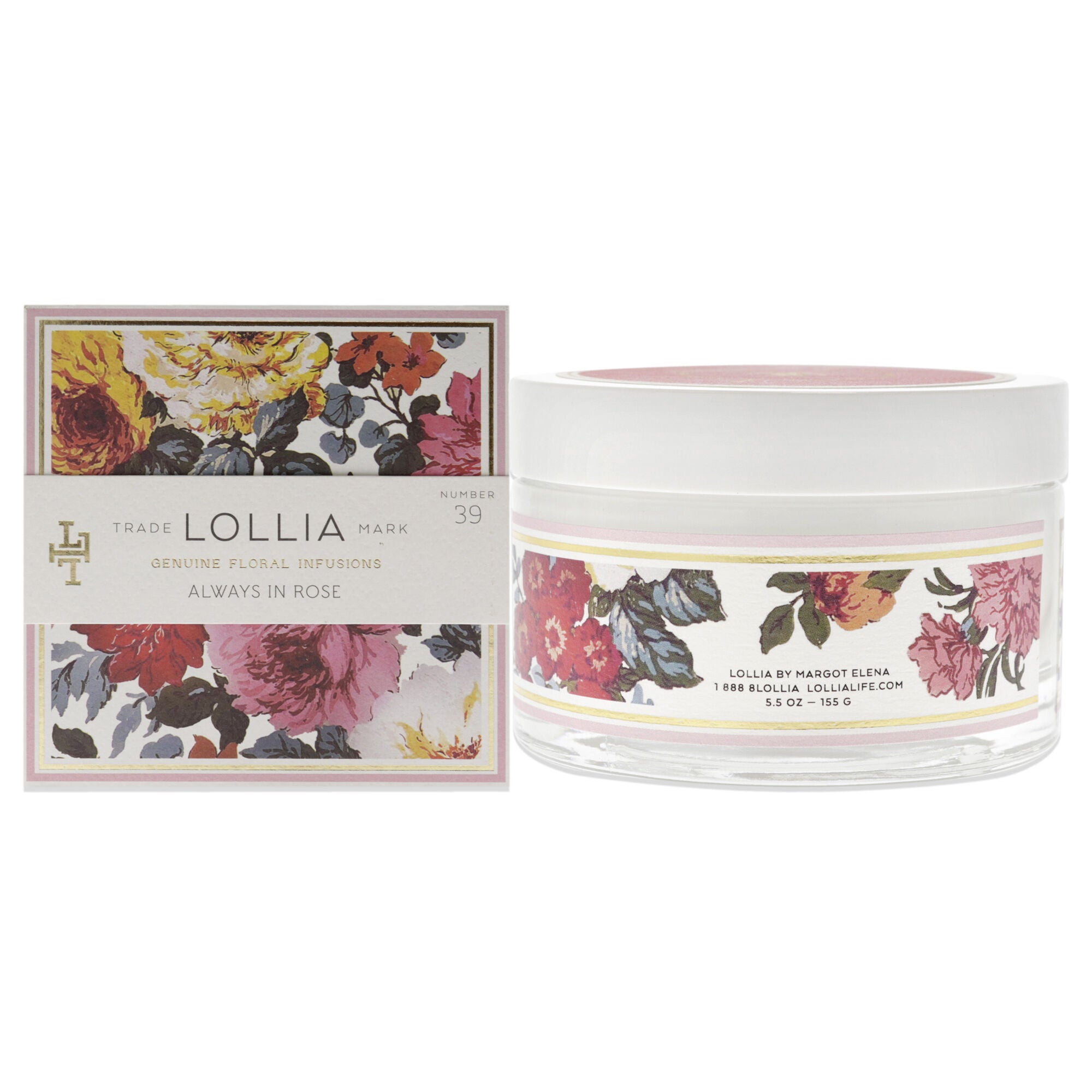 Always in Rose Body Butter by Lollia for Unisex - 5.5 oz Moisturizer, See Description, hi-res image number 0