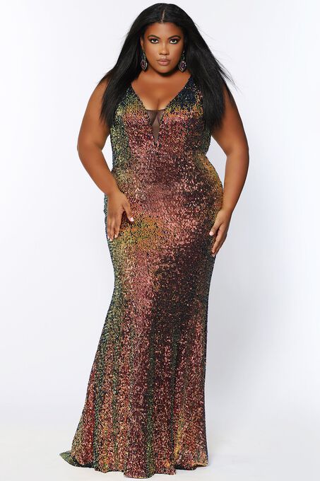 Aurora Plus Size Pageant Gown Floor Length Sequin Dress, , alternate image number null