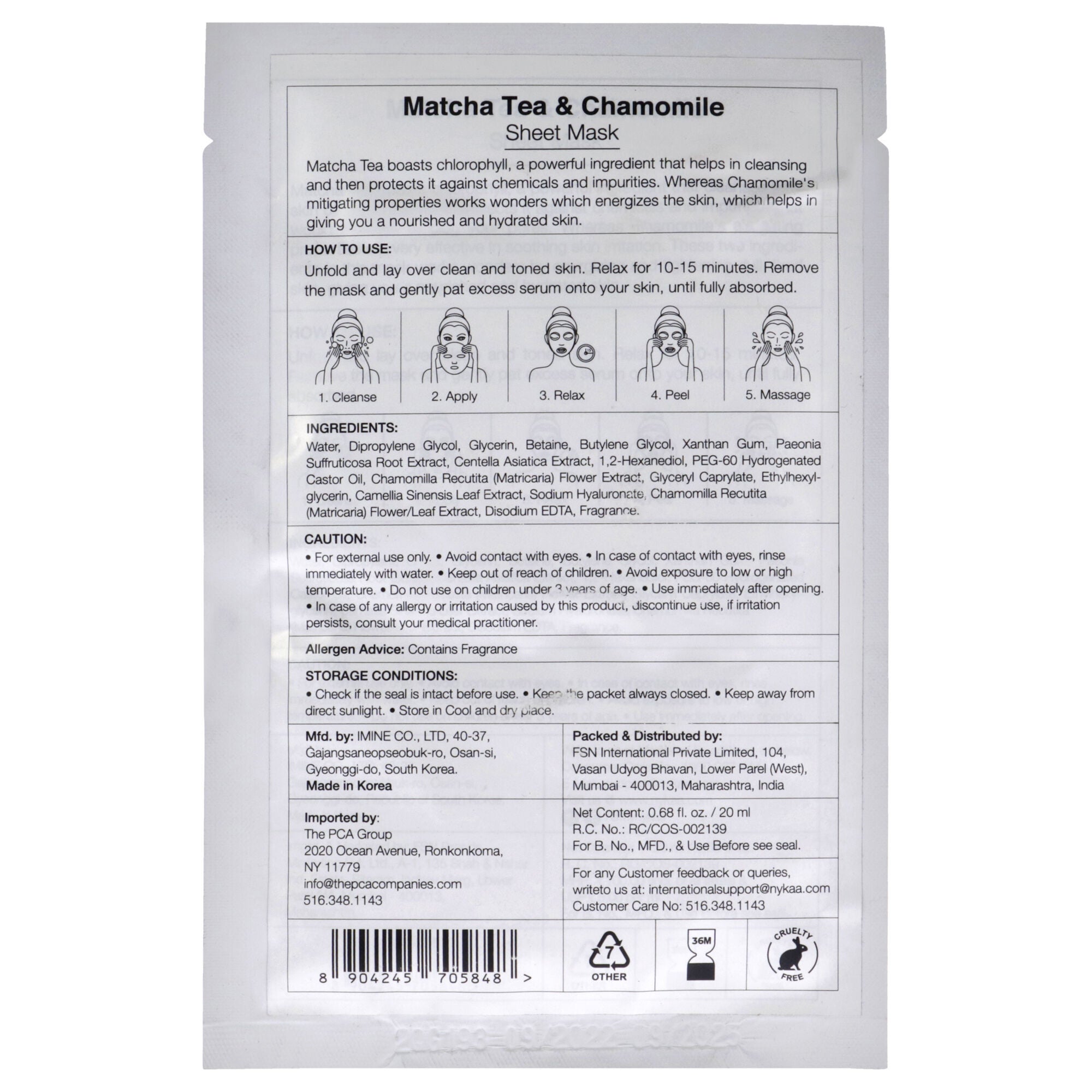 Skin Secrets Sheet Mask - Matcha Tea and Chamomile by Nykaa Naturals for Women - 1 Pc Mask, , alternate image number 3