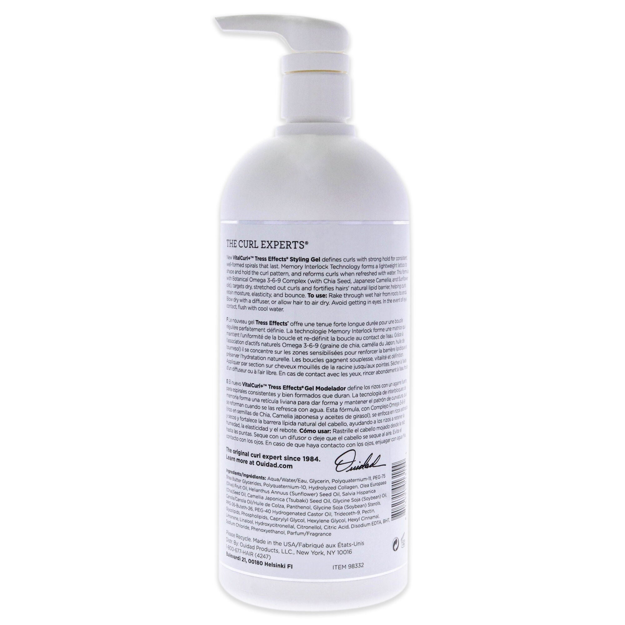 VitalCurl Plus Tress Effects Styling Gel by Ouidad for Unisex - 33.8 oz Gel, See Description, alternate image number 1