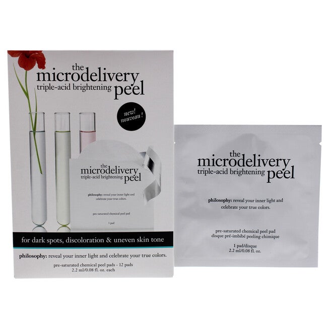 The Microdelivery Triple-Acid Brightening Peel Pad by Philosophy for Unisex - 12 Pc Pads, NA, hi-res image number null