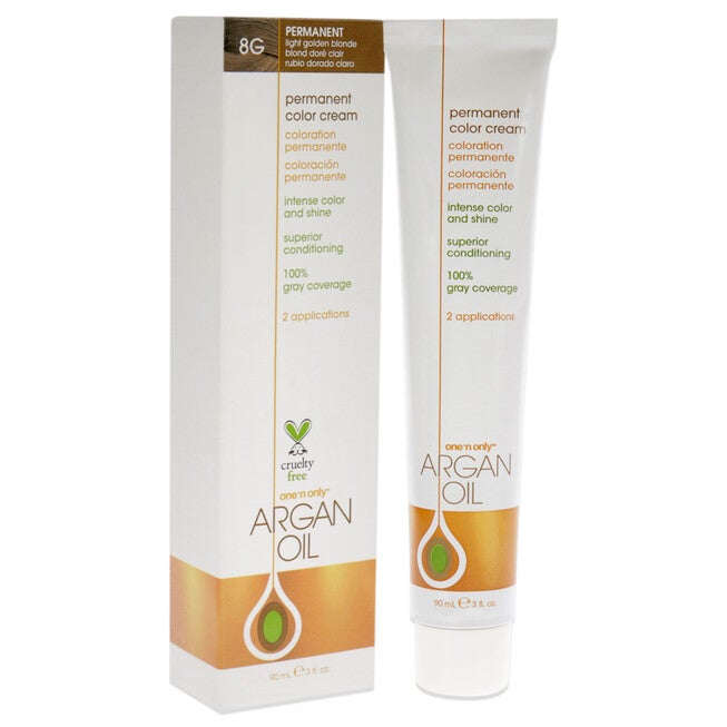 Argan Oil Permanent Color Cream - 8G Light Golden Blonde by One n Only for Unisex - 3 oz Hair Color, See Description, alternate image number 1