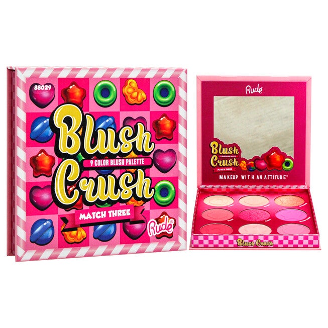 Blush Crush 9 Color Blush Palette - Match Three by Rude Cosmetics for Women - 0.67 oz Blush, NA, alternate image number null