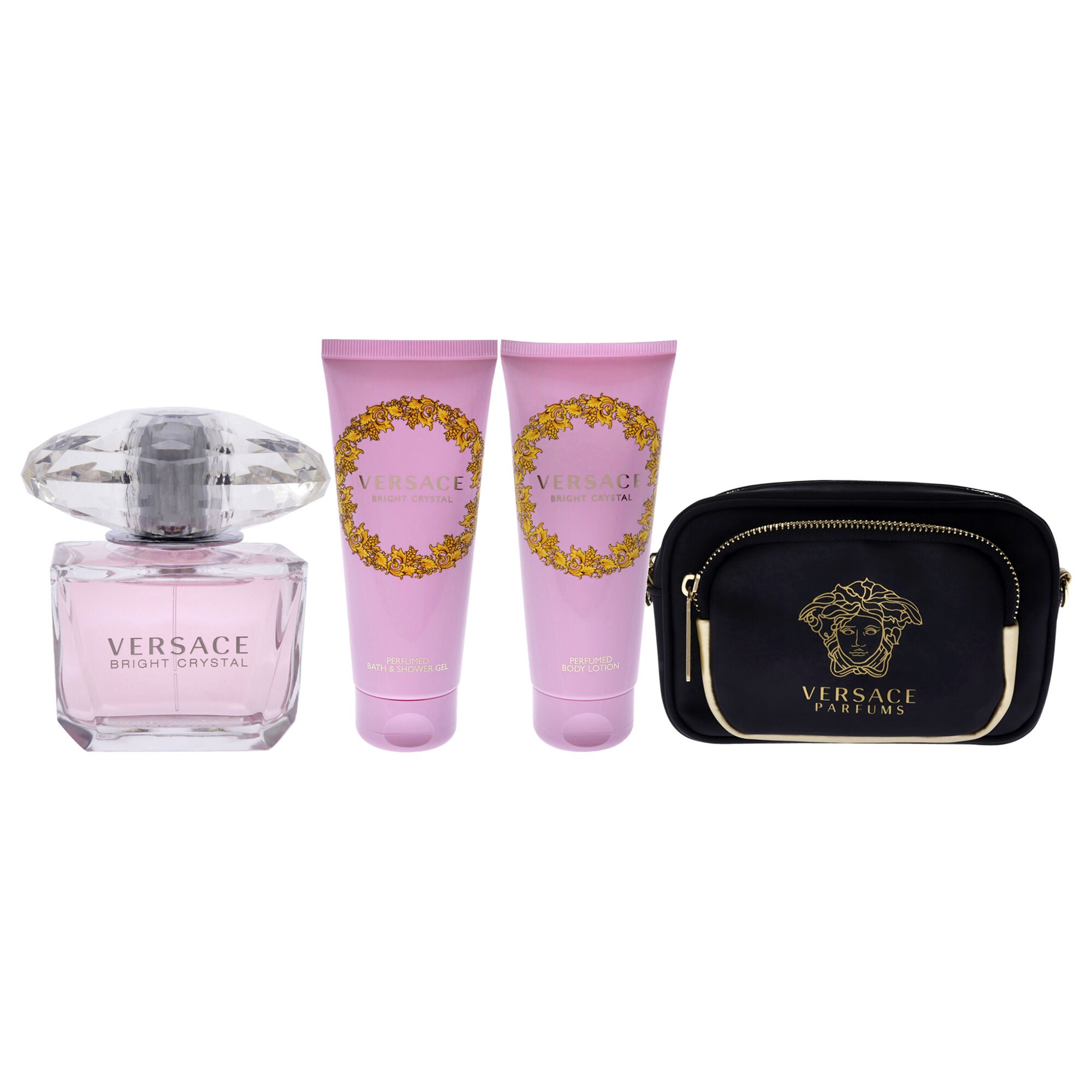 Versace Bright Crystal by Versace for Women - 4 Pc Gift Set 3oz EDT Spray, 3.4oz Shower Gel, 3.4oz Body Lotion, Pouch, See Description, alternate image number 3
