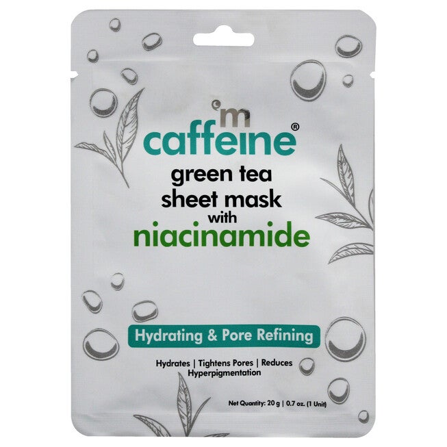 Green Tea Sheet Mask with Niacinamide by mCaffeine for Unisex - 0.7 oz Mask, NA, hi-res image number null