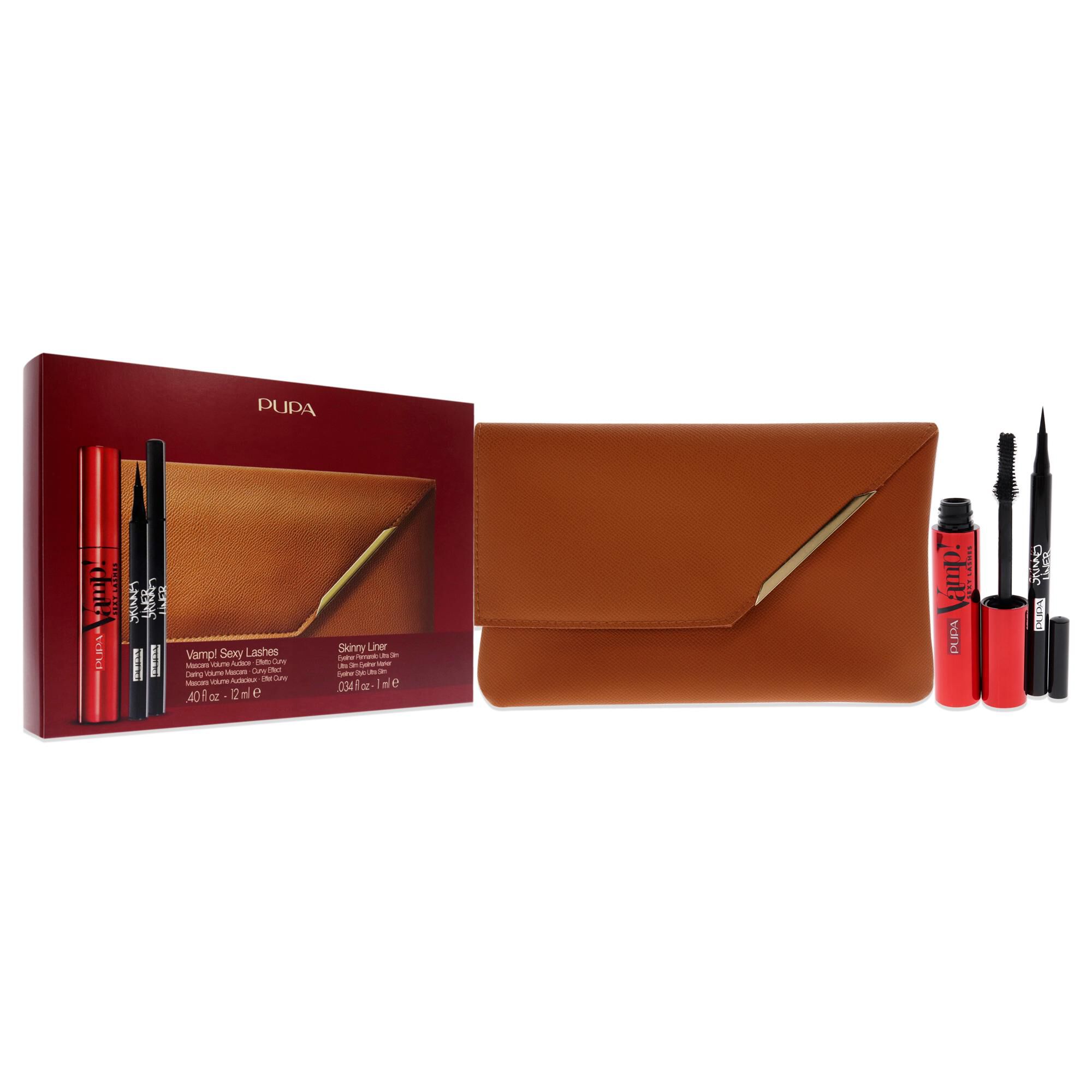 Vamp! Sexy Lashes and Skinny Liner Set by Pupa Milano for Women - 3 Pc 0.40oz Vamp! Sexy Lashes Mascara - 011 Black, 0.034oz Skinny Liner, Handy Bag, See Description, alternate image number 1