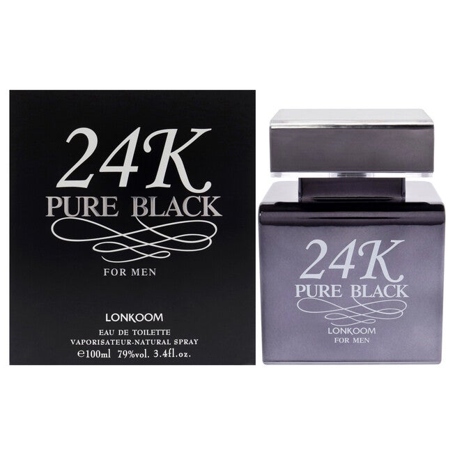 24K Pure Black by Lonkoom for Men - 3.4 oz EDT Spray, See Description, hi-res image number 0
