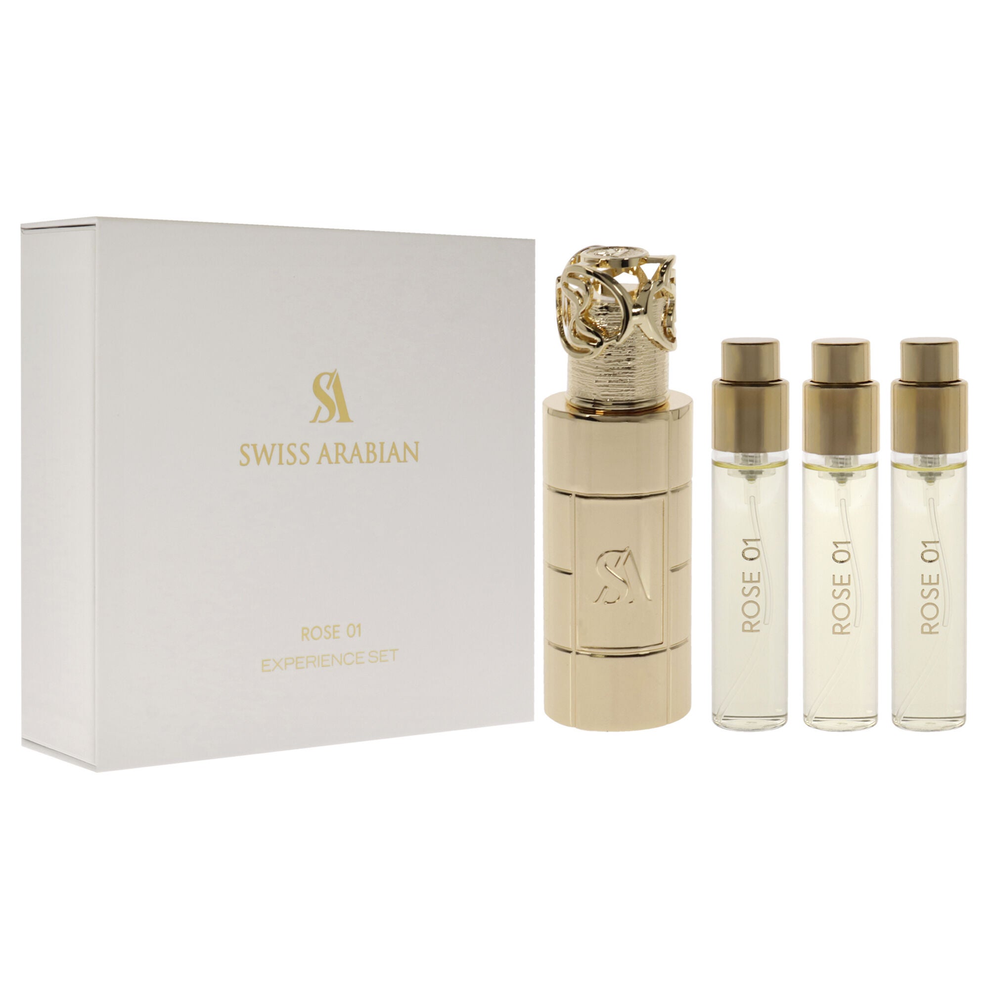Rose 01 by Swiss Arabian for Unisex - 4 Pc Mini Gift Set 3 x 10ml Perfume Spray, 1 Metal Case, , alternate image number 6