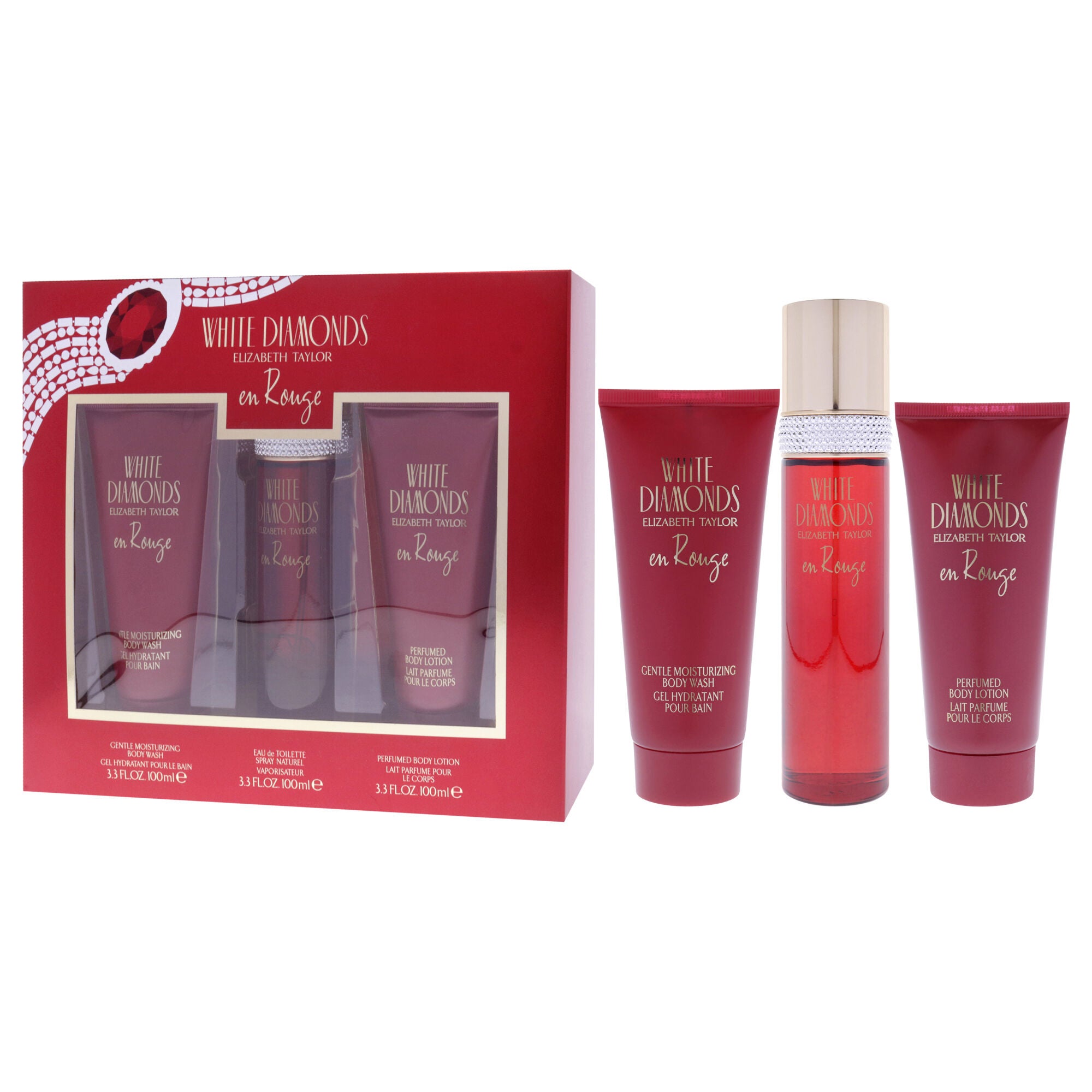 White Diamonds En Rouge by Elizabeth Taylor for Women - 3 Pc Gift Set 3.3oz EDT Spray, 3.3oz Body Lotion, 3.3oz Body Wash, , alternate image number 7