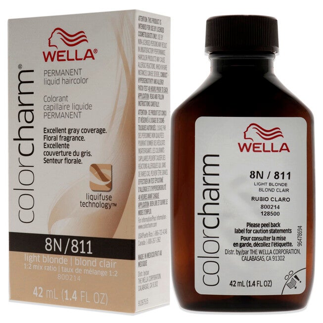 Color Charm Permanent Liquid Hair Color - 811 8N Light Blonde by Wella for Unisex - 1.42 oz Hair Color, NA, alternate image number null