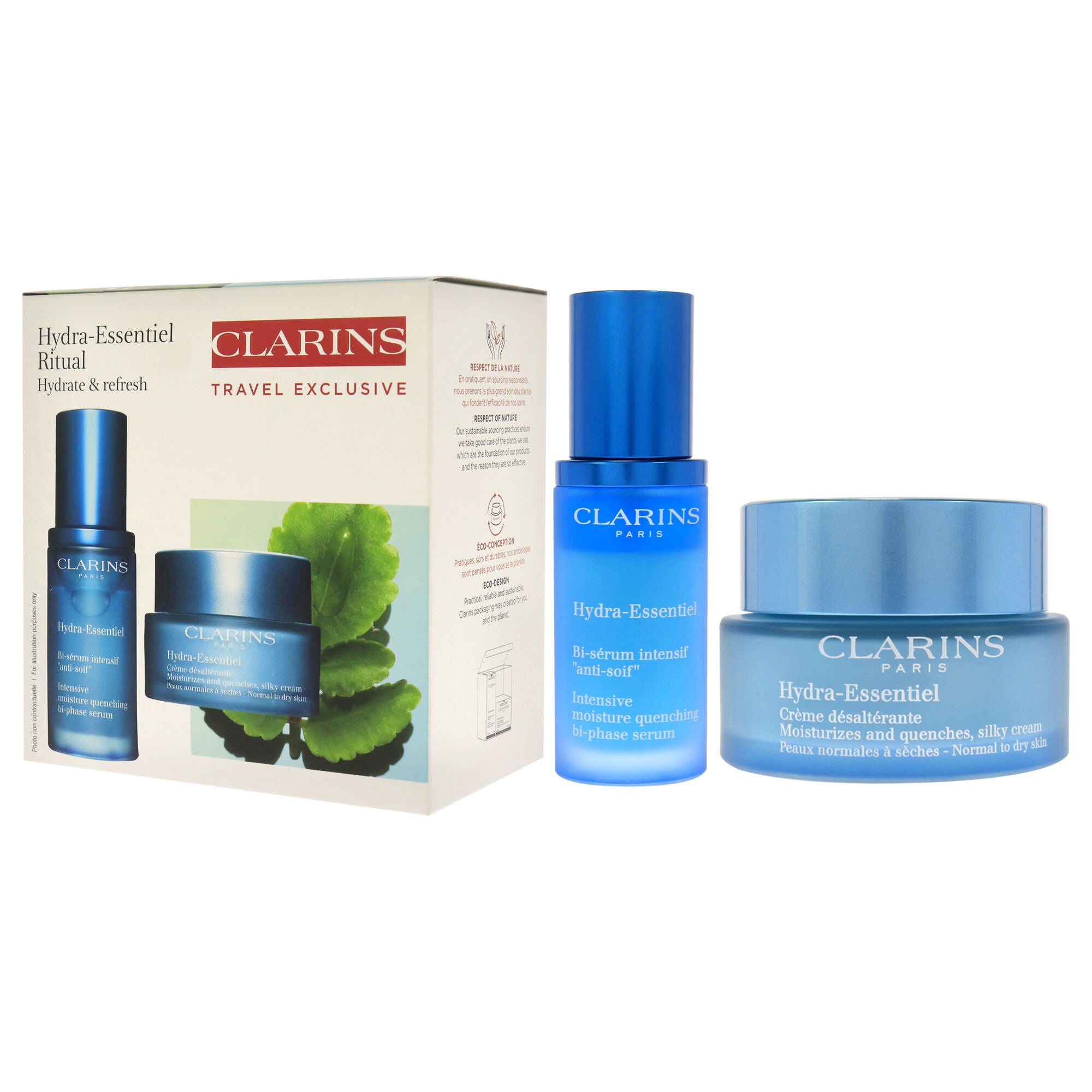 Hydra-Essentiel Experts Set by Clarins for Women - 2 Pc Set 1.7oz Moisturizing and Quench Light Cream, 1oz HydraQuench Intensive Serum, See Description, alternate image number 3