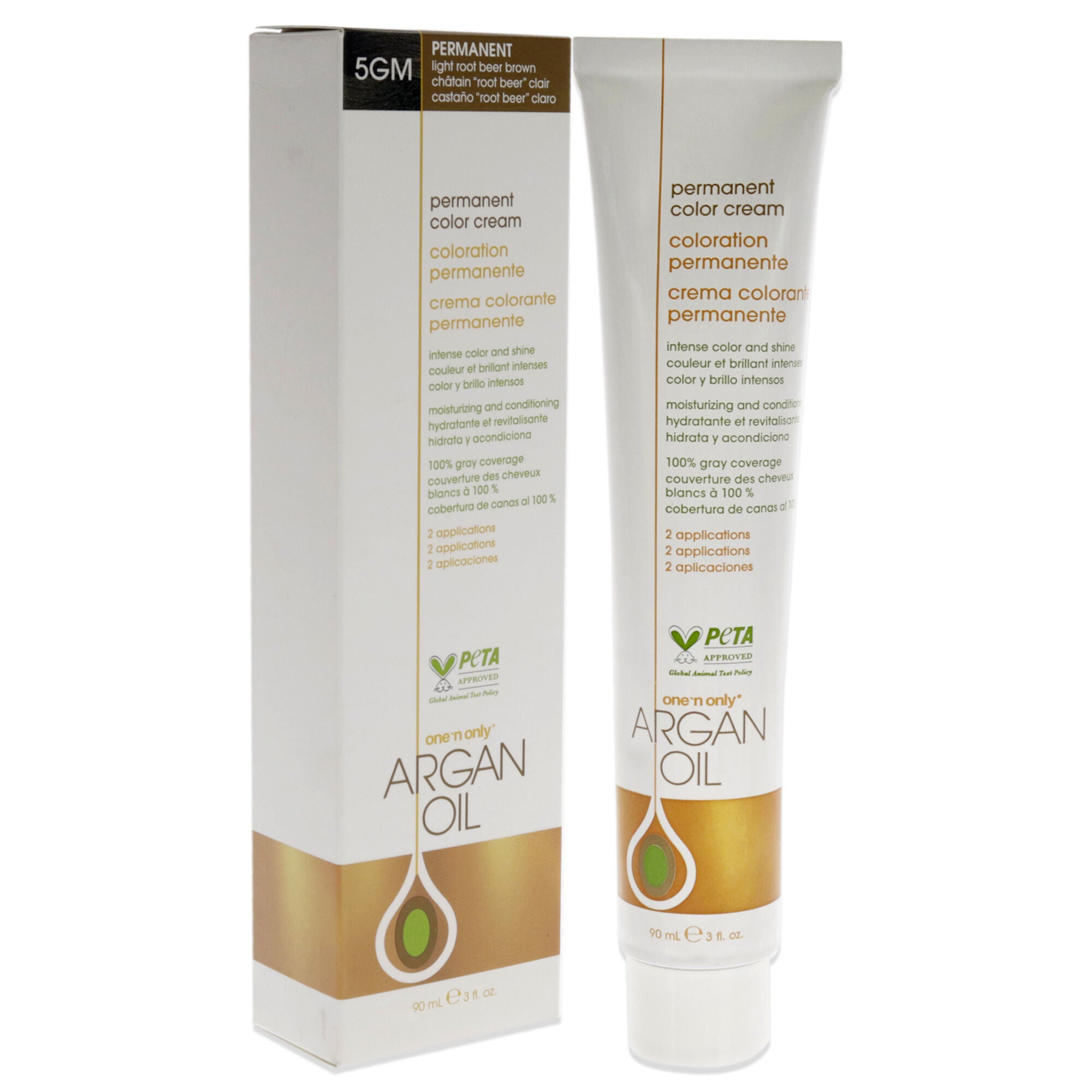 Argan Oil Permanent Color Cream - 5GM Light Root Beer Brown by One n Only for Unisex - 3 oz Hair Color, See Description, alternate image number 1