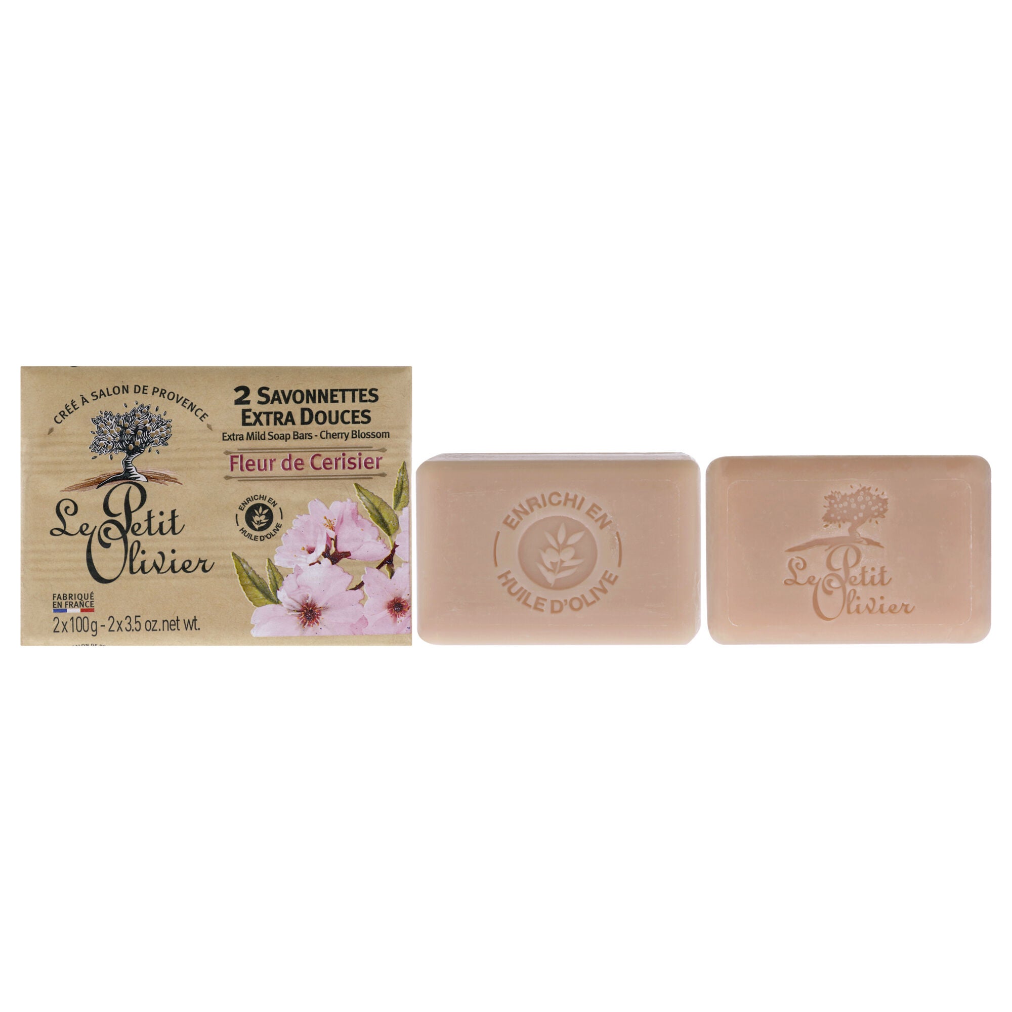 Extra Mild Soap Bars - Cherry Blossom by Le Petit Olivier for Men - 2 x 3.5 oz Soap, See Description, hi-res image number 0
