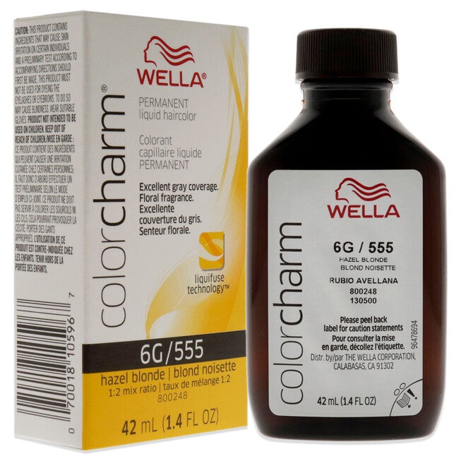 Color Charm Permanent Liquid Hair Color - 555 6G Hazel Blonde by Wella for Unisex - 1.42 oz Hair Color, NA, alternate image number null