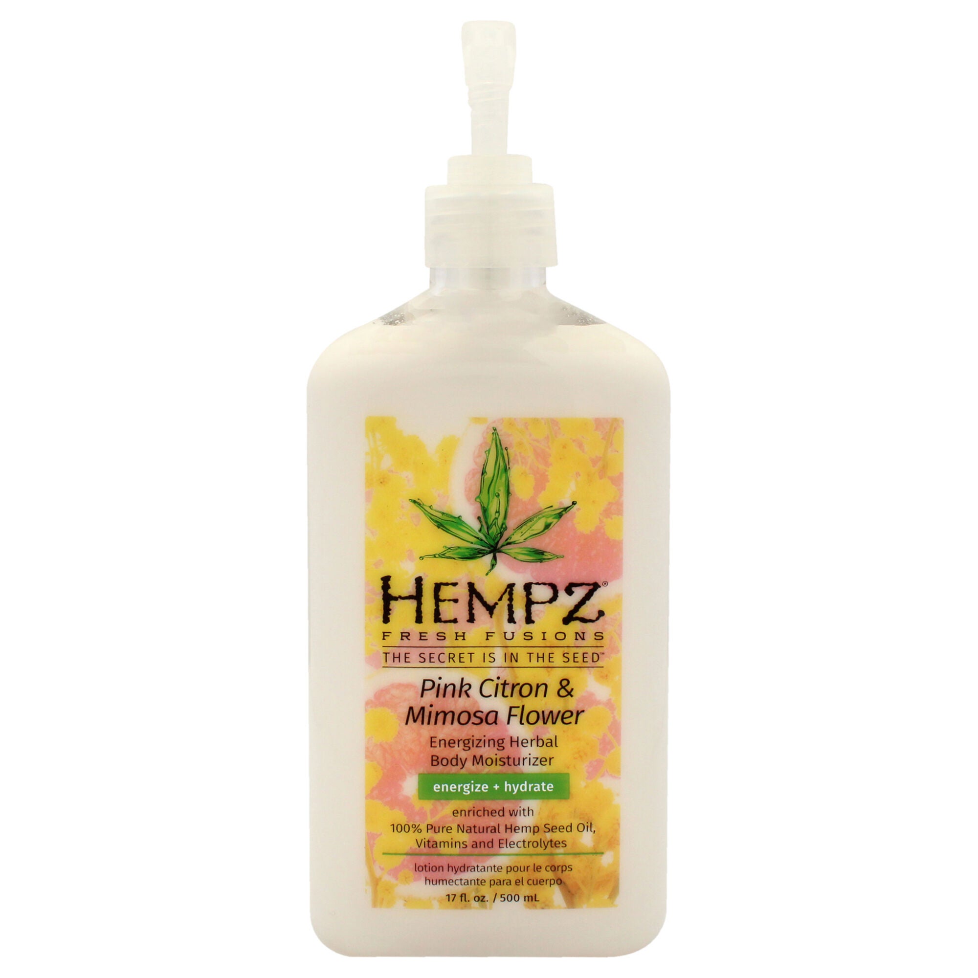 Fresh Fusions Pink Citron and Mimosa Flower Energizing Herbal Body Moisturizer by Hempz for Unisex - 17 oz Moisturizer, See Description, hi-res image number 0