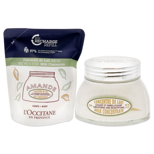 Almond Concetrate Duo by LOccitane for Women - 2 x 6.9 oz Almond Milk Concentrate, Almond Milk Concentrate Eco Refill, , alternate image number null