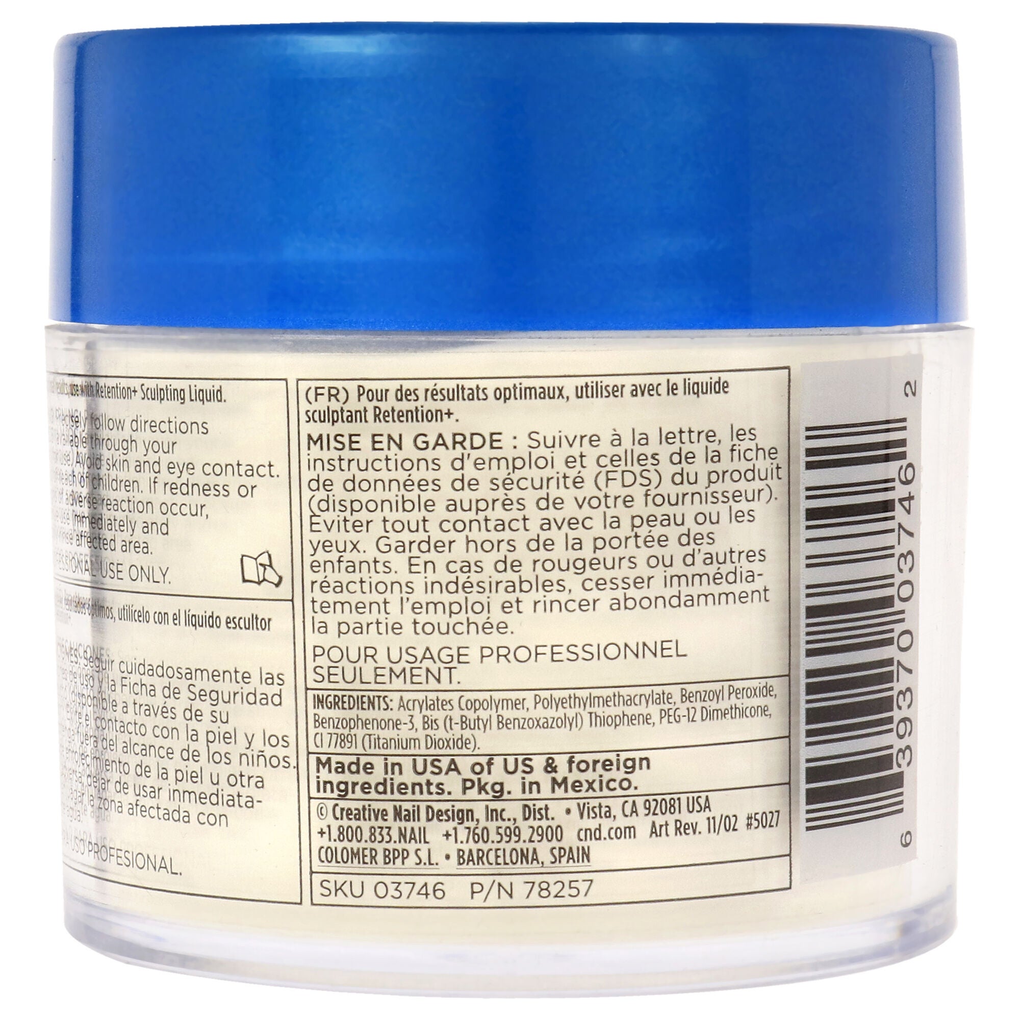 Retention Plus Powder Sculpting Powder - Bright White by CND for Women - 3.7 oz Nail Powder, See Description, alternate image number 2