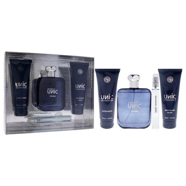 Unic by New Brand for Men - 4 Pc Gift Set 3.3oz EDT Spray, 0.5oz EDT Spray, 4.3oz Shower Gel, 4.3oz After Shave, , alternate image number null