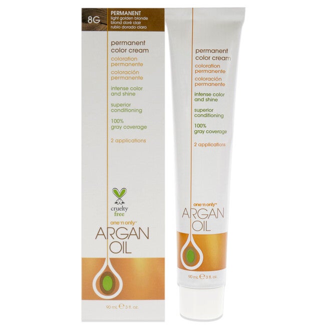 Argan Oil Permanent Color Cream - 8G Light Golden Blonde by One n Only for Unisex - 3 oz Hair Color, See Description, hi-res image number 0