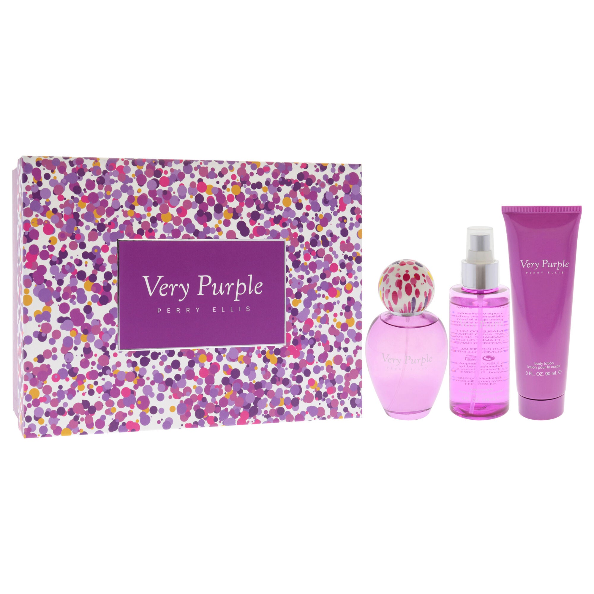 Perry Ellis Very Purple by Perry Ellis for Women - 3 Pc Gift Set 3.4oz EDP Spray, 3oz Body Lotion, 4oz Body Mist, See Description, alternate image number 1