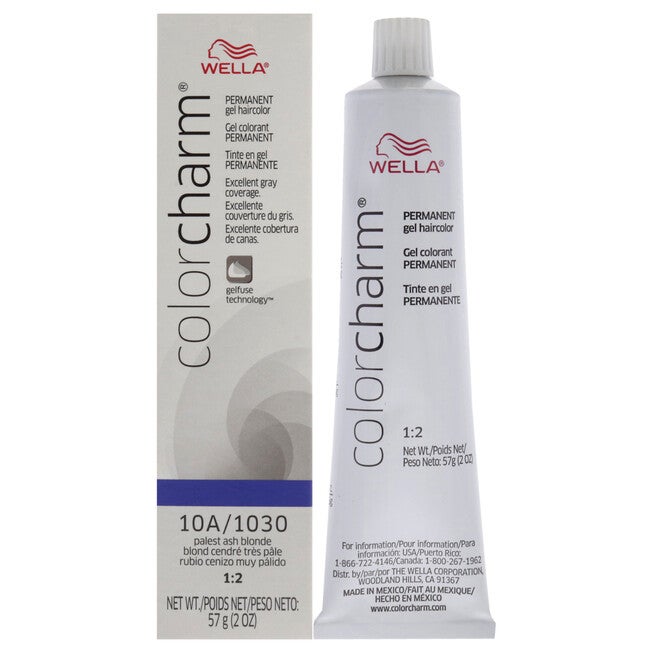 Color Charm Permanent Hair Color Gel - 10A 1030 Palest Ash Blonde by Wella for Unisex - 2 oz Hair Color, See Description, hi-res image number null