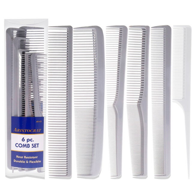 Heat Resistant Durable and Flexible Combs Set by Aristocrat for Unisex - 6 Pc Comb, NA, hi-res image number null