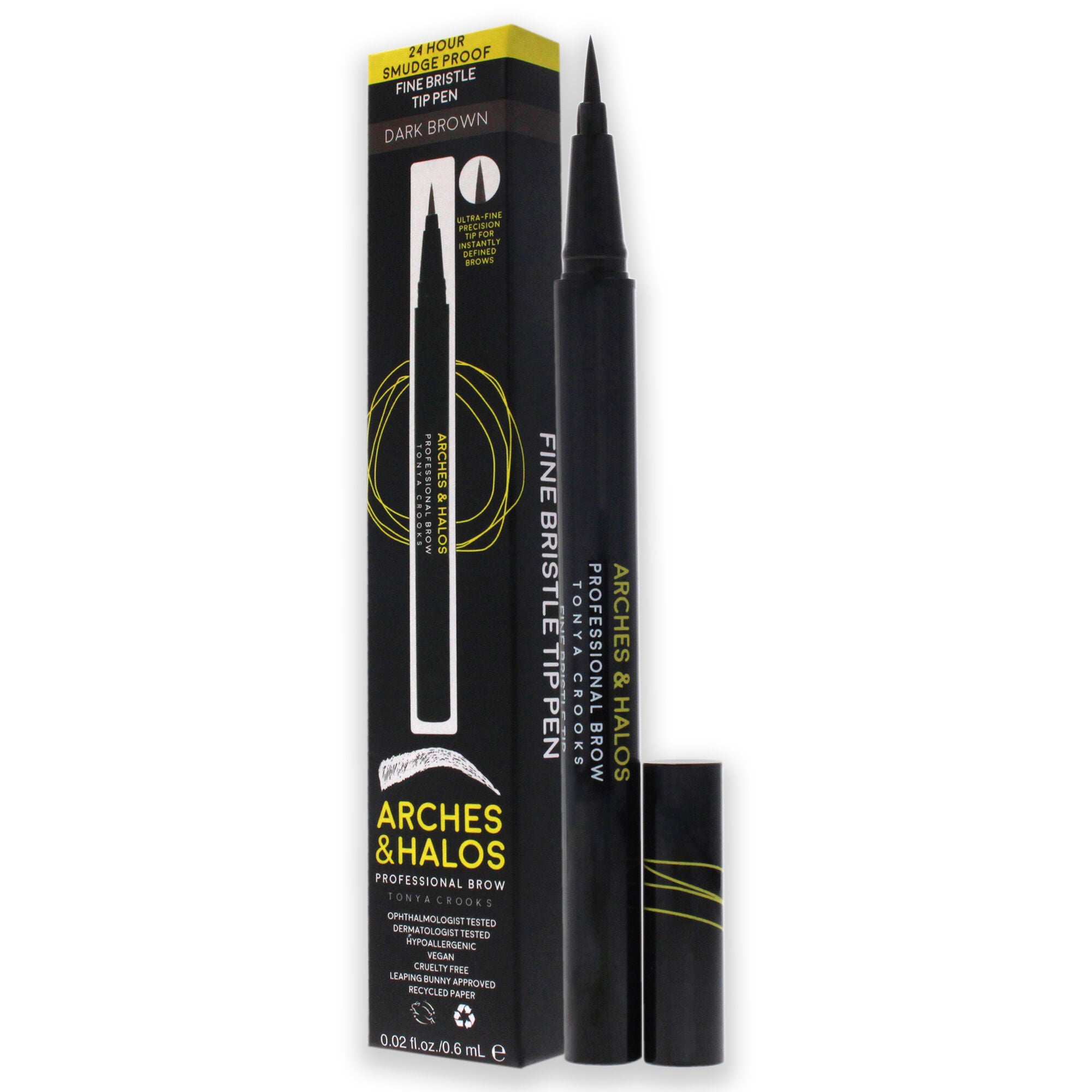 Fine Bristle Tip Pen - Dark Brown by Arches and Halos for Women - 0.02 oz Eyebrow Pen, See Description, alternate image number 3