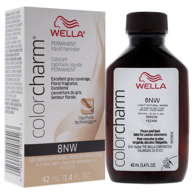 Color Charm Permanent Liquid Hair Color - 8NW Light Natural Warm Blonde by Wella for Unisex - 1.42 oz Hair Color, NA, alternate image number null