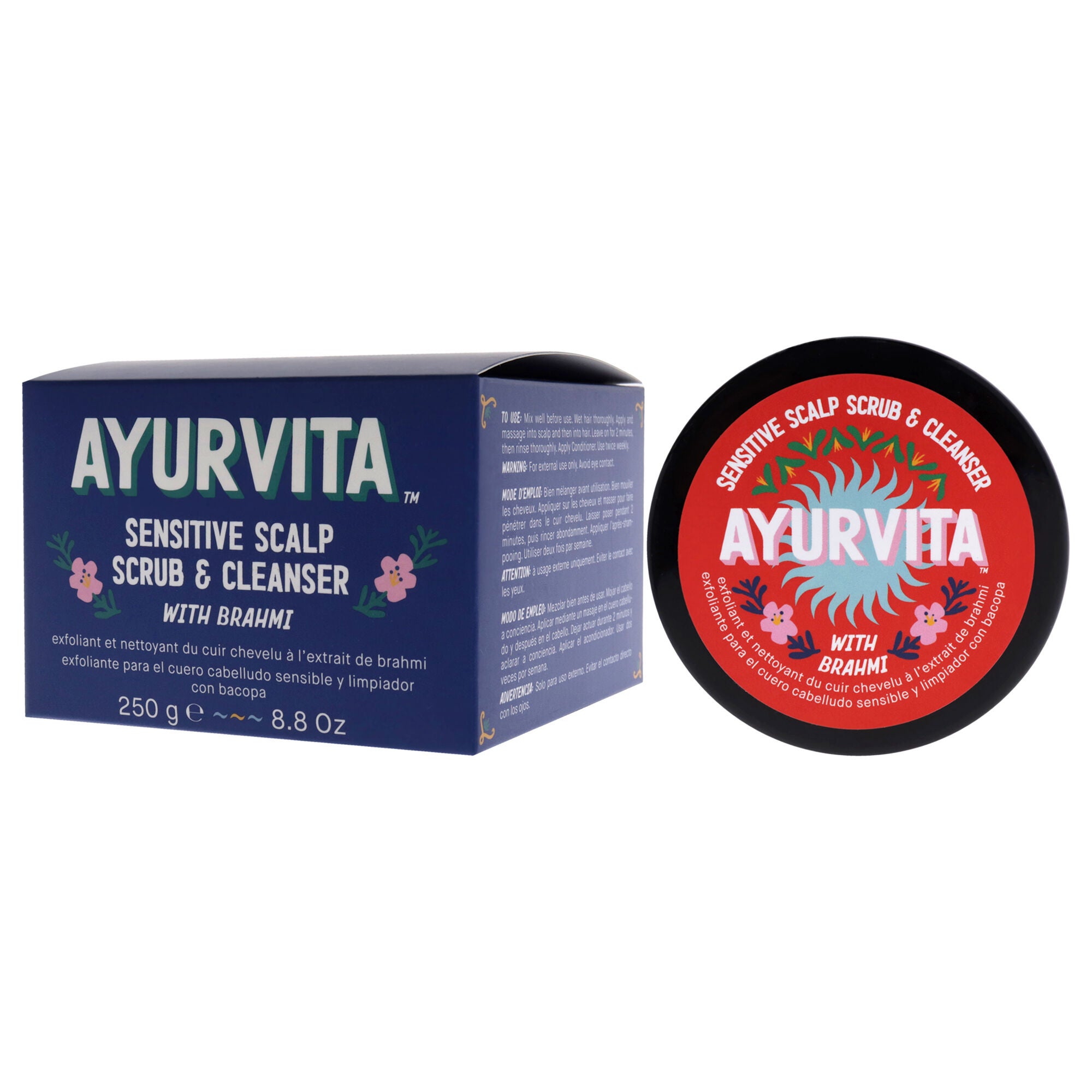 Brahmi Sensitive Scalp Scrub and Cleanser by AyurVita for Unisex - 8.8 oz Cleanser, See Description, alternate image number 3