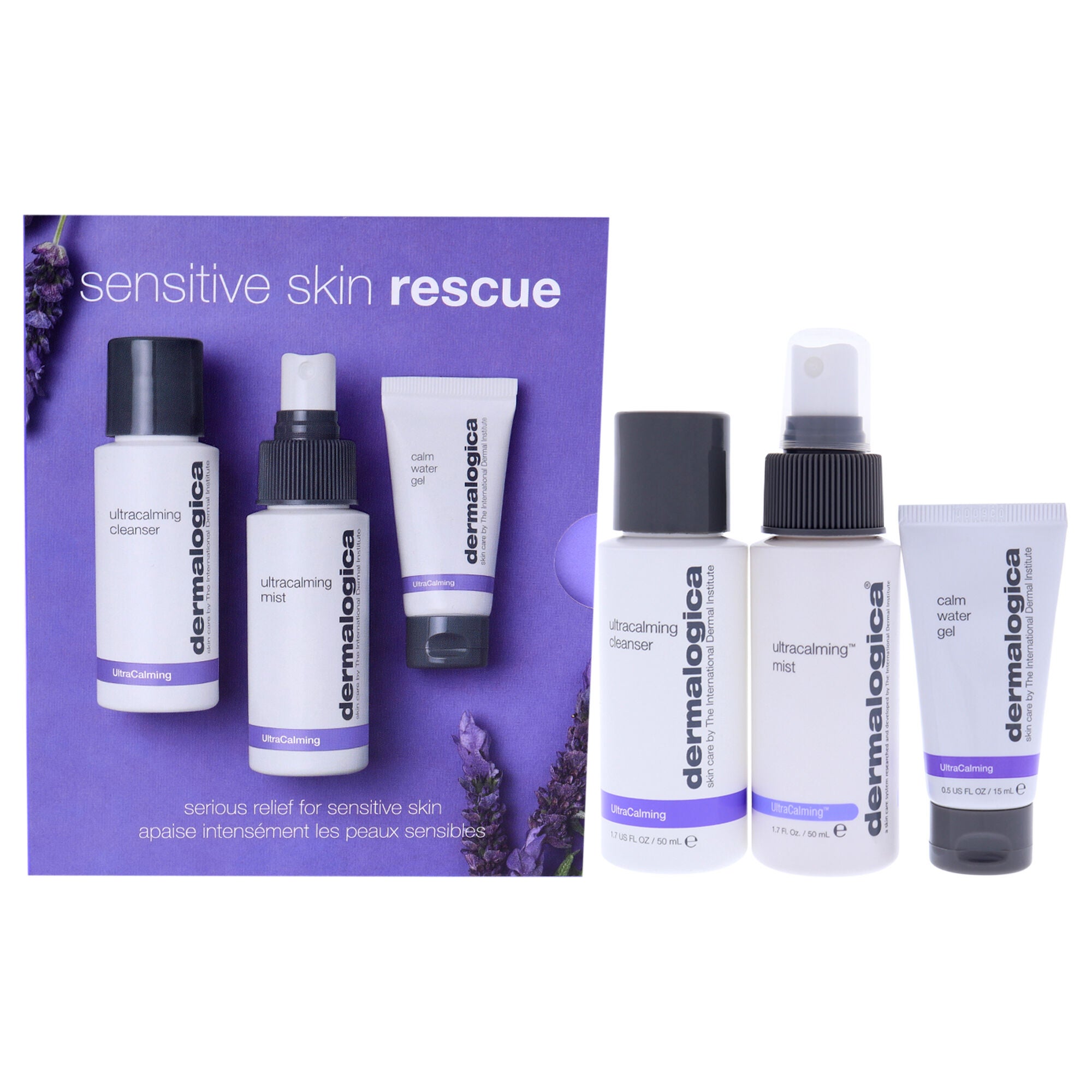Sensitive Skin Rescue Kit by Dermalogica for Women - 3 Pc 1.7oz Ultracalming Cleanser, 1.7oz Ultracalming Mist, 05oz Calm Water Gel, See Description, hi-res image number 0