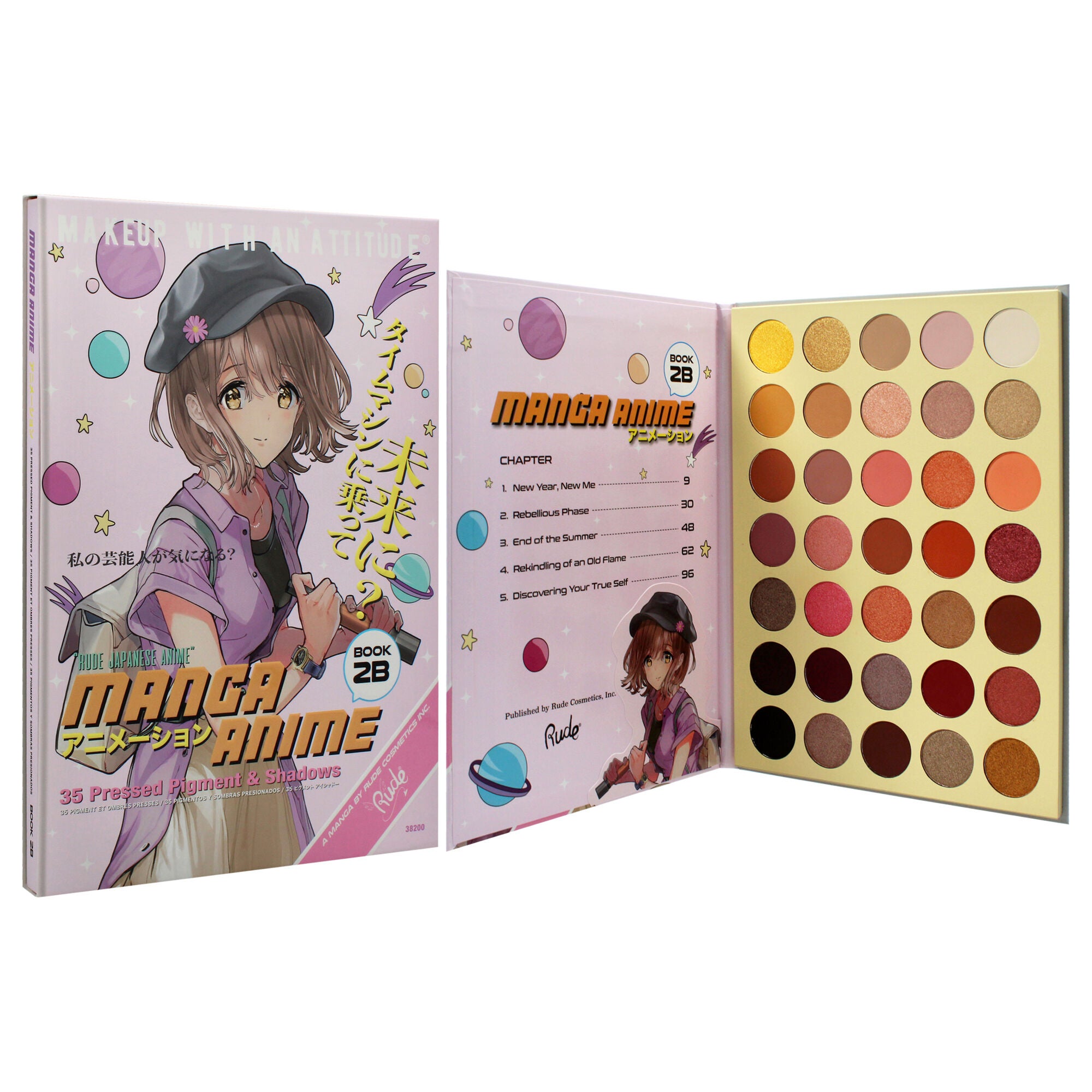 Manga Anime 35 Pressed Pigment and Shadow Book 2B by Rude Cosmetics for Women - 1.34 oz Eye Shadow, See Description, alternate image number 1