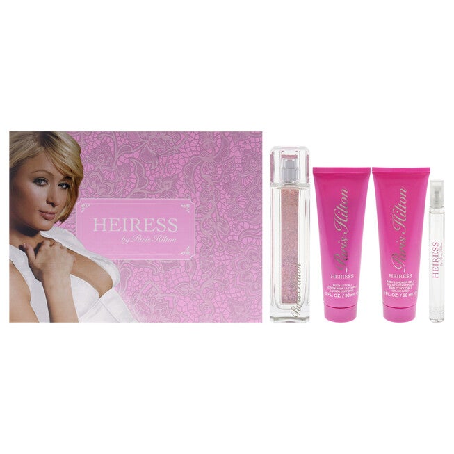 Heiress by Paris Hilton for Women - 4 Pc Gift Set 3.4oz EDP Spray, 0.34oz EDP Spray, 3oz Body Lotion, 3oz Bath & Shower Gel, NA, hi-res image number null