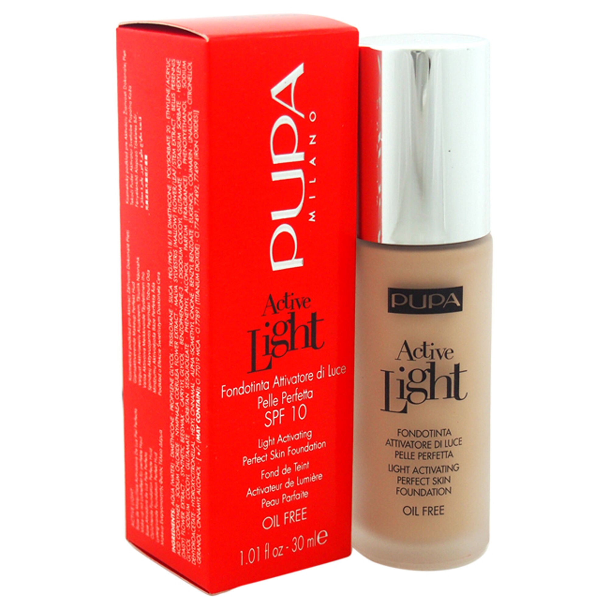 Active Light Perfect Skin Foundation SPF 10 - 020 Nude by Pupa Milano for Women - 1.01 oz Foundation, See Description, hi-res image number 0