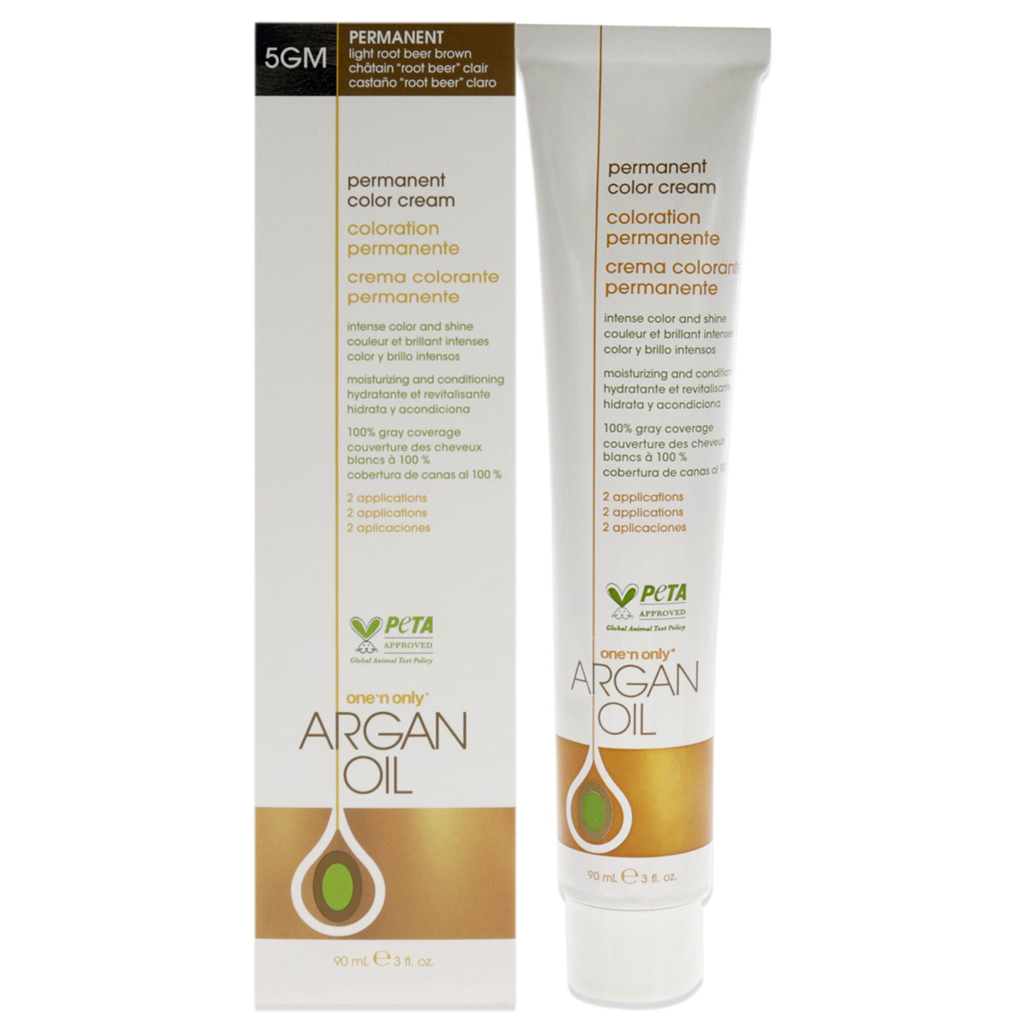 Argan Oil Permanent Color Cream - 5GM Light Root Beer Brown by One n Only for Unisex - 3 oz Hair Color, See Description, hi-res image number 0