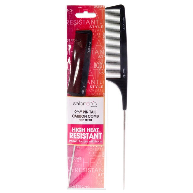 Pin Tail Carbon Comb High Heat Resistant 9.25 - Fine Teeth by SalonChic for Unisex - 1 Pc Comb, NA, hi-res image number null