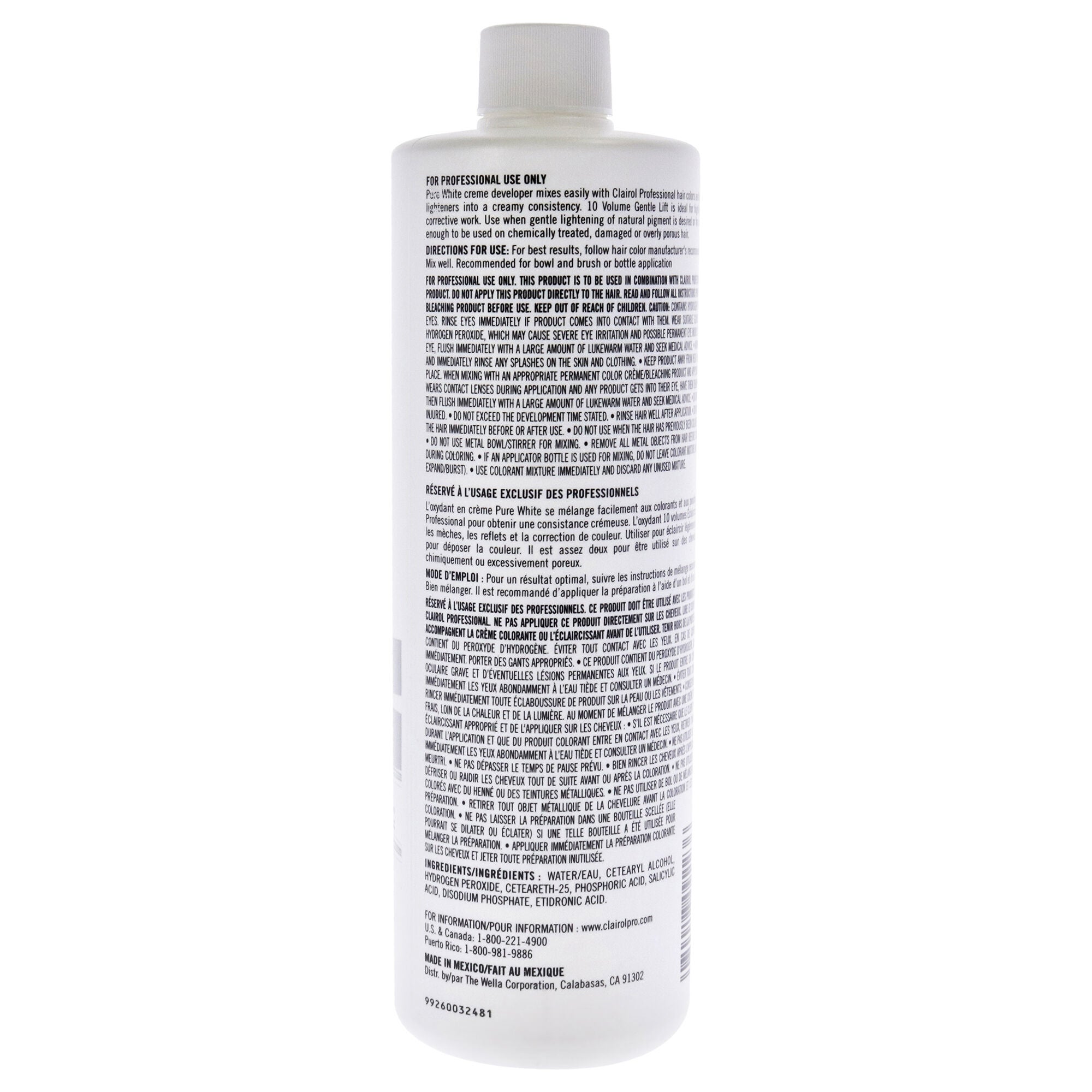 Pure White 10 Volume Creme Developer by Clairol for Unisex - 16 oz Lightener, See Description, alternate image number 2