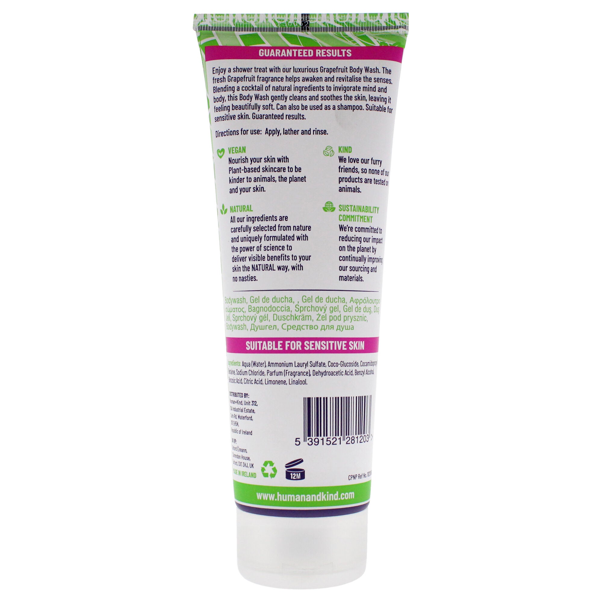 Revitalizing Body Wash - Grapefruit by Human+Kind for Unisex - 8.45 oz Body Wash, See Description, alternate image number 1