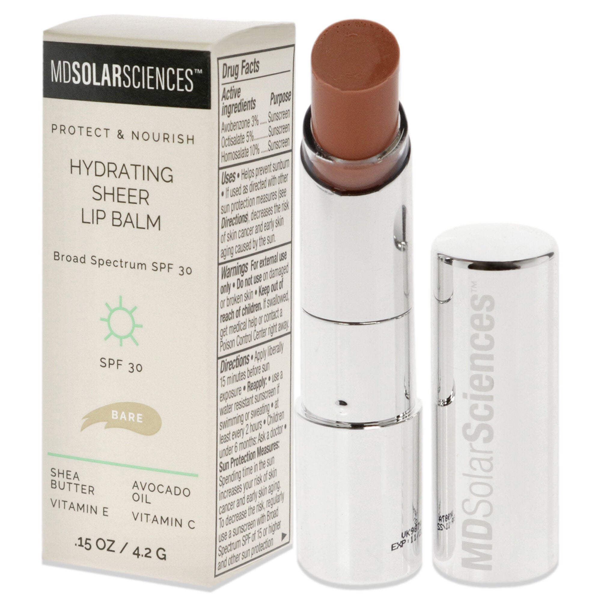 Hydrating Sheer Lip Balm SPF 30 - Bare by MDSolarSciences for Women - 0.15 oz Lip Balm, See Description, alternate image number 3