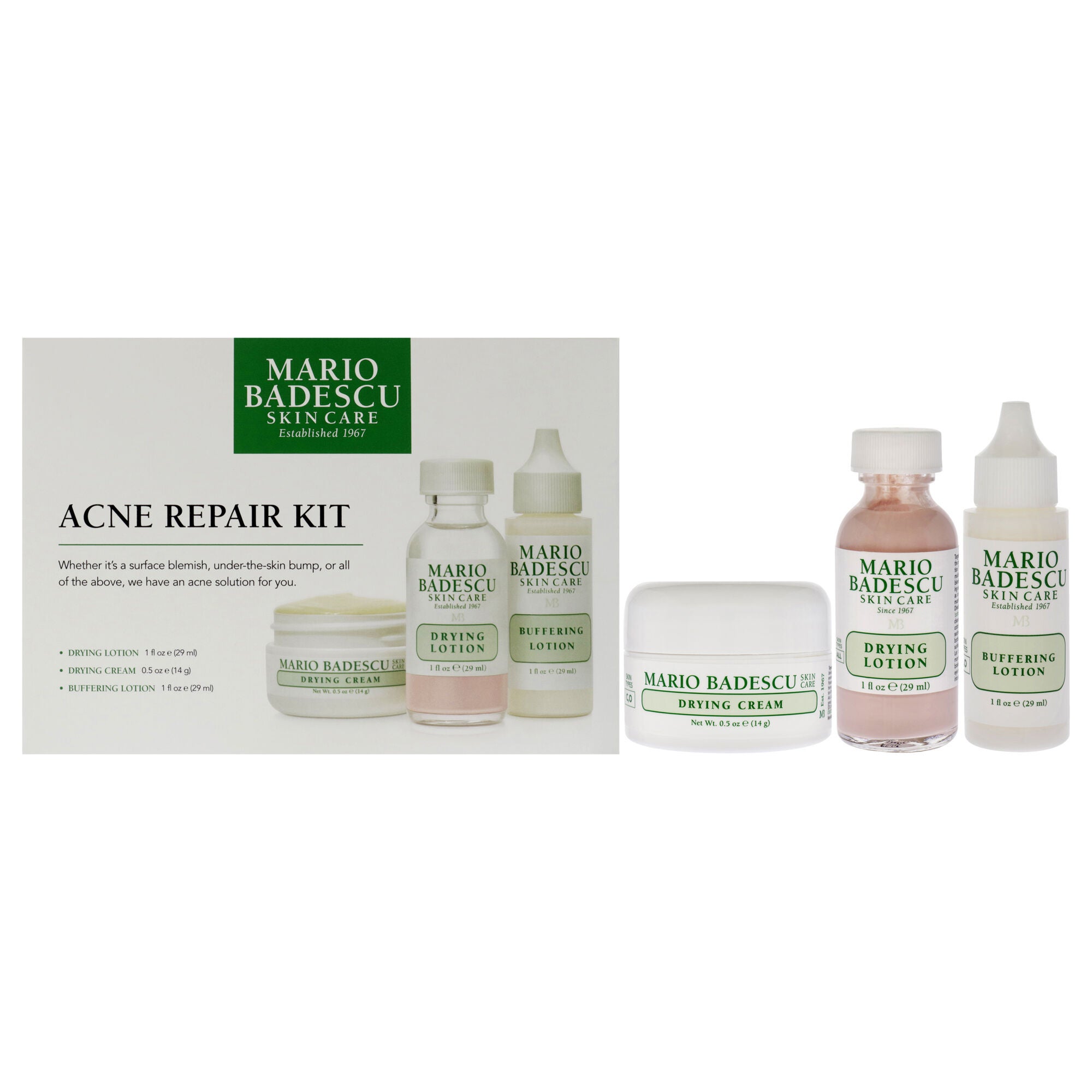 Acne Repair Kit by Mario Badescu for Unisex 3 Pc 1oz Drying Lotion