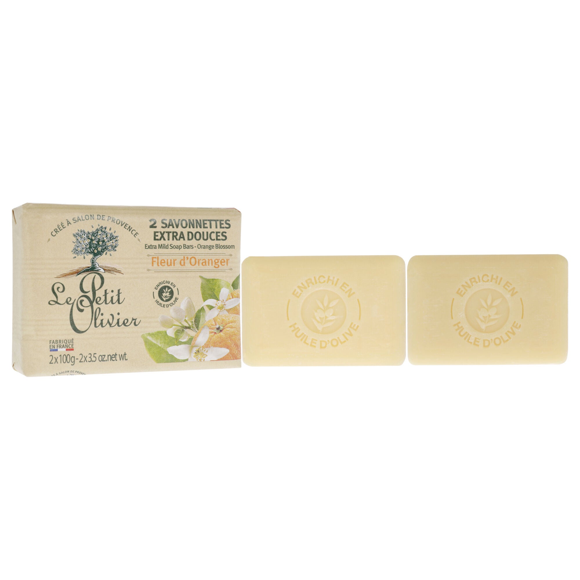 Extra Mild Soap - Orange Blossom by Le Petit Olivier for Unisex - 2 x 3.5 oz Soap, See Description, alternate image number 1