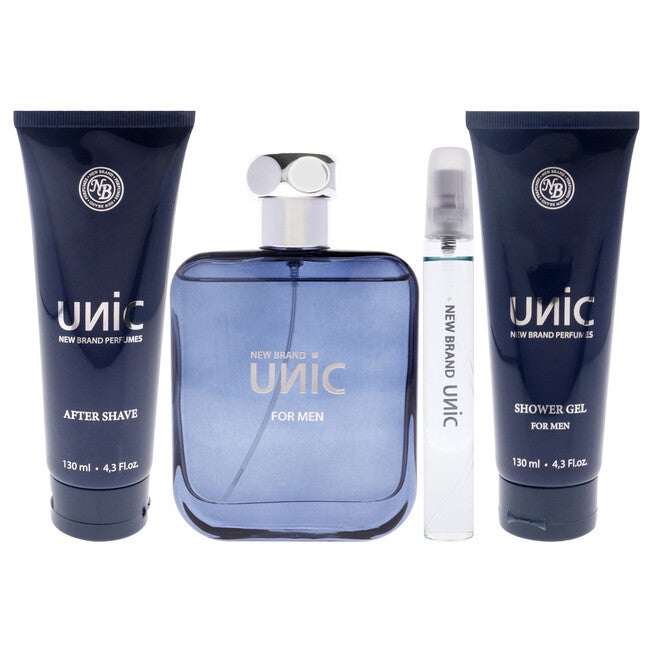 Unic by New Brand for Men - 4 Pc Gift Set 3.3oz EDT Spray, 0.5oz EDT Spray, 4.3oz Shower Gel, 4.3oz After Shave, , alternate image number null